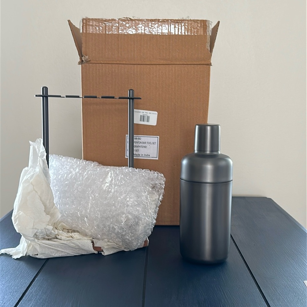 New Crate&Barrel Fenton Graphite Bar Set